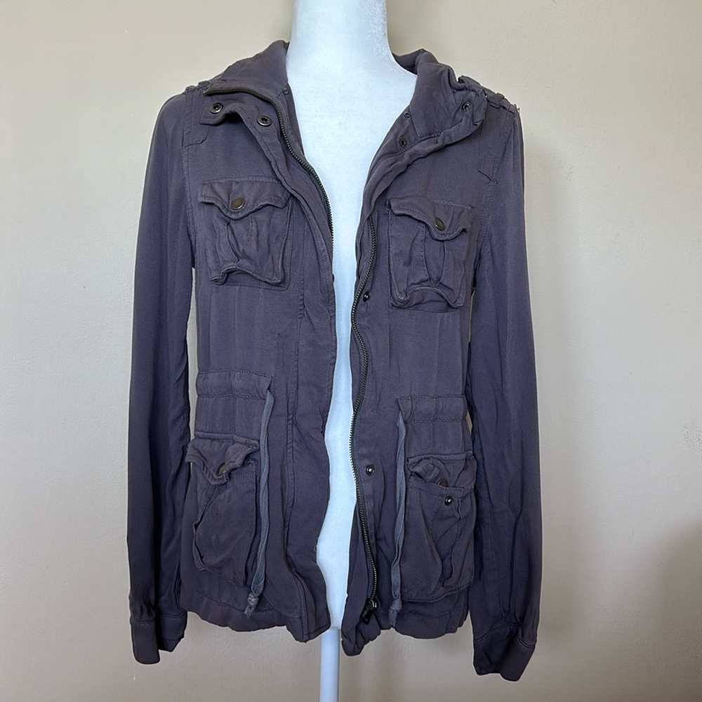 Design Lab Lord and Taylor Soft Charcoal Utility Jacket